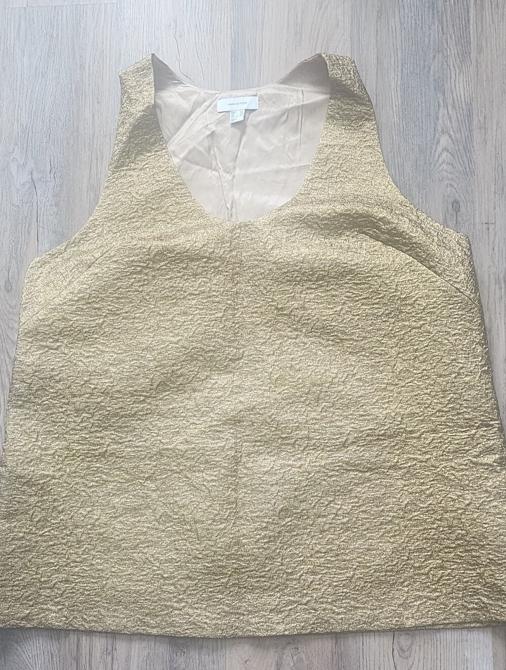 Textured Gold Sleeveless Women's Dress Classic V Neck
